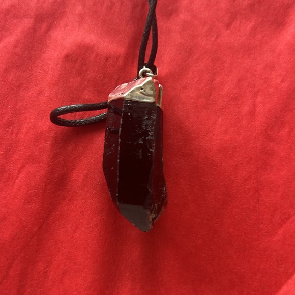 Smoky Quartz Prism on Faux Leather Cord - Picture 3 of 3
